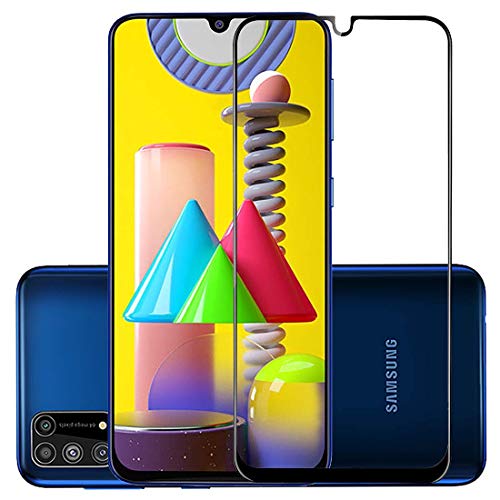 Image of 's d+ / 11d tempered glass for samsung galaxy m31 / m21 / a31 screen protector guard edge to edge full screen coverage (except edges) 9h hardness 2.5d curved full glue cover /case friendly temper glass with installation kit