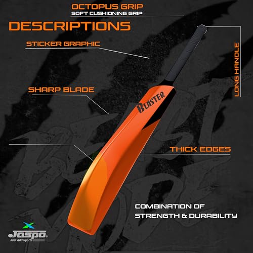 Image of Jaspo Cric Addict Blaster Plastic Cricket Bat Size 5 for Kids,Juniors,Youth,Children (Bat Height-30 Inches) (Orange, Plastic Bat Size-5)