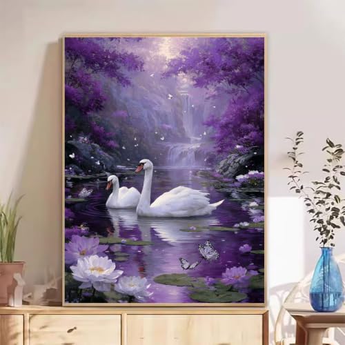Peinture Diamant Cygne d'Automne : Idée Activité Manuelle pour Illuminer votre Décoration de Salon