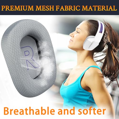 Image of SOULWIT Mesh Fabric Professional Earpads Replacement for Logitech G733 G535 G335 Lightspeed Wireless Gaming Headset, Ear Pads Cushions with Comfort Noise Isolation Foam - Grey