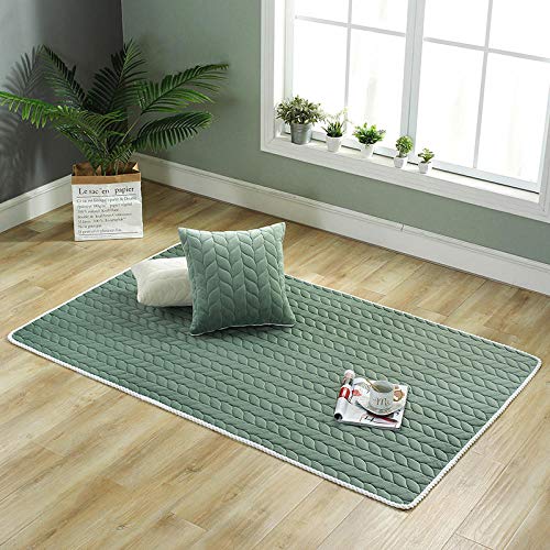 iRepairmac Hogar Alfombra Color Liso Alfombrilla Sofá Pie Sala de Estar Dormitorio Cojín de Ventana Panorámica Verde Los 90X160cm