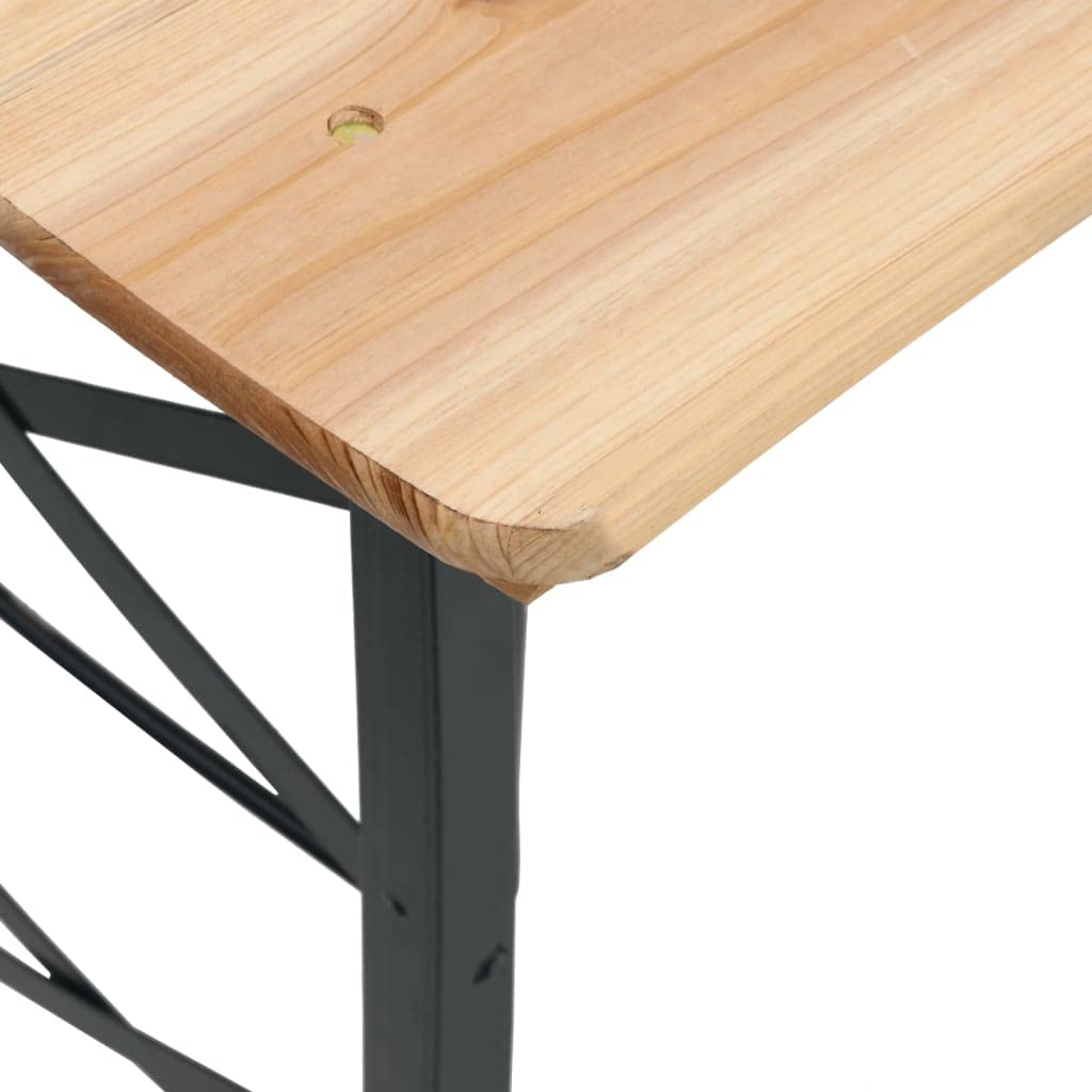 Höhenverstellbarer Biertisch Klappbar 170x50x75/105 cm Massivholz Tanne, Klapptisch mit stabilem Metallgestell für Gartenparty und Geburtstagsfeier