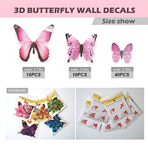 Eoorau 60Pcs Butterfly Wall Decals - 3D Butterflies Removable Mural Wall Stickers For Kids Girls Home Room Bedroom Decoration #TOP4