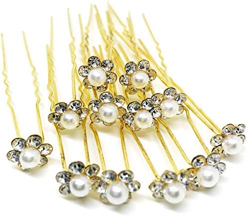 Kiyan Bridal Hair Bun Pin Accessories/Fancy Golden Juda Pins with Pearl for Women and Girls - Set of 12 (B09XK3JQ78) Amazon Price History, Amazon Price Tracker