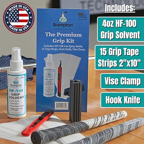 Brampton Golf Grip Regripping Kit with Solvent & Clamp
