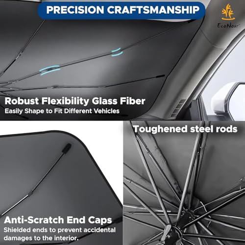 Image of Car Sunshade Windshield Umbrella Sunshade Compatible for Hyundai Venue Car Front Window Sun Protection Foldable Sun Shade Full Cover Windshield for Most Vehicles, Black, 1 Piece