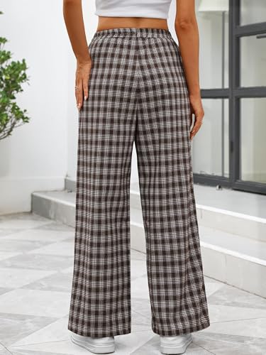 Image of ANRABESS Womens Gingham Striped Boxer Pants | 2026 Fall Outfits,Wide Leg Elastic Waist with Pockets,Casual Lounge Pajama Bottoms,Lightweight Breathable,Fashion Clothing