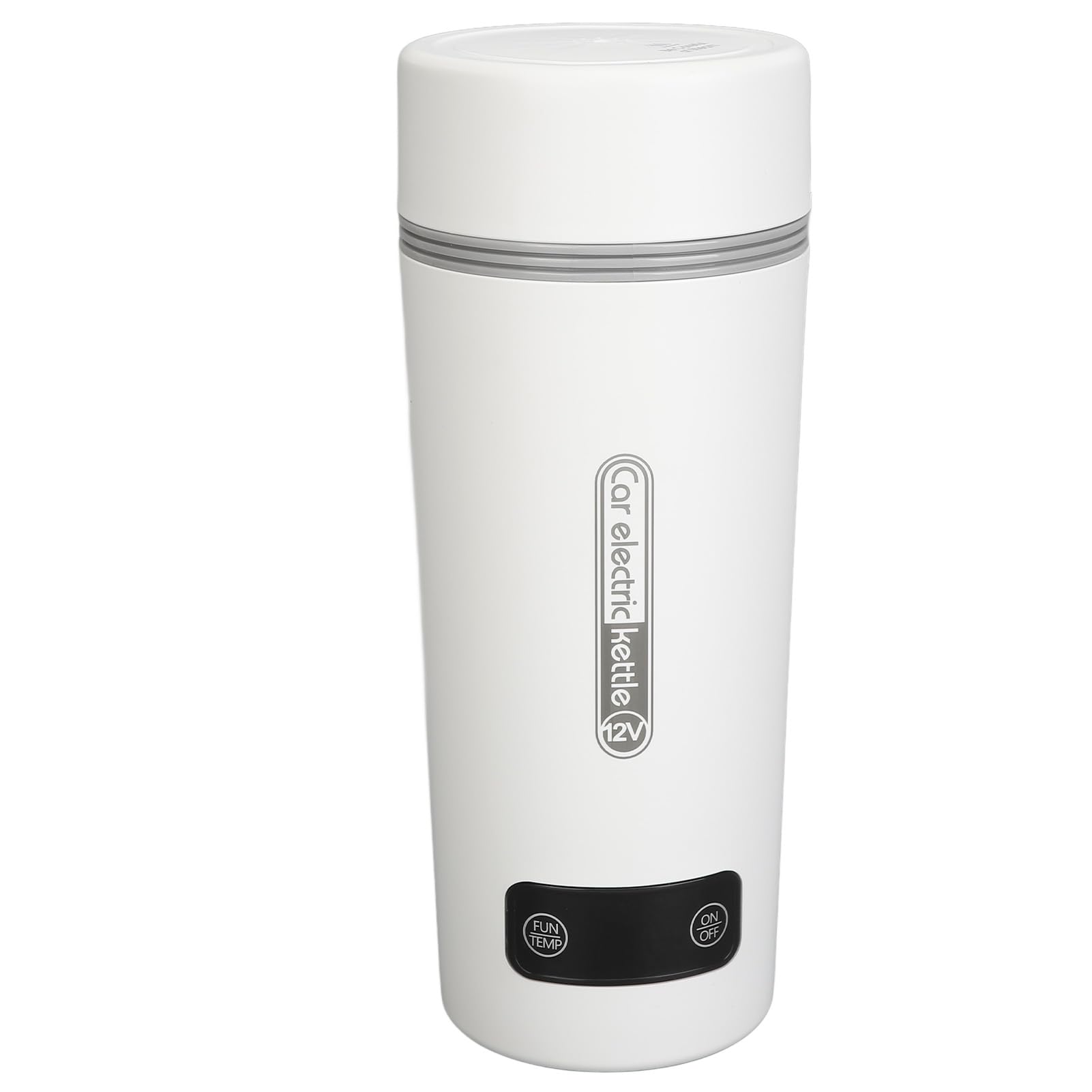KUIDAMOS Taza Calefactora para Coche, Hervidor Eléctrico de Temperatura Ajustable a Prueba de Fugas para Coche Pequeño, Portátil, 350ml, Acero Inoxidable, Blanco