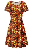 Womens Turkey Dress Thanksgiving Skate Dresses Loose Fit Aline Elegant Cute Costume Dresses M