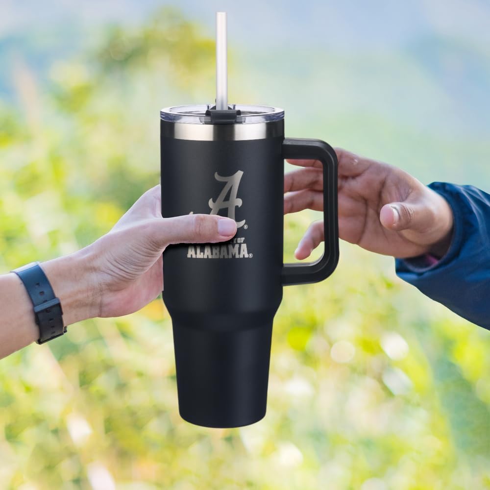 The Memory Company Officially Licensed NCAA 40oz Game Day Tumbler – Stainless Steel, Double-Wall Insulated Travel Mug with Handle, Straw & Laser-Engraved Team Logo - Image 9