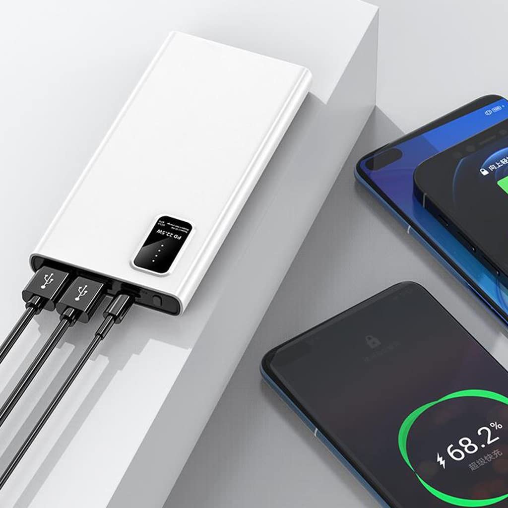 JJJ 10000 mAh dwukierunkowy super szybkie ładowanie powerbank o dużej pojemności lekki przenośny powerbank do szybkiego ładowania (kolor: biały)