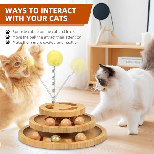 DoogCat Cat Ball Track with Puzzle Top, 3-Level Cat Ball Tower - Image 5