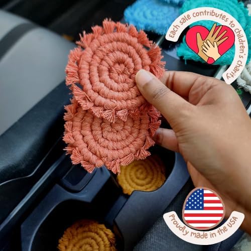Miniatura 2 de Posavasos de algodón para automóvil, 2 unidades, lindos accesorios de automóvil para mujeres, de TIK Tok, imprescindibles para 2024, portavasos