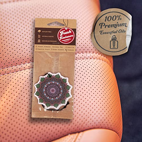 Image of Cute Decorative Mandala Car Air Freshener 4 Pack Scented With Premium Oils By Fresh Fresheners