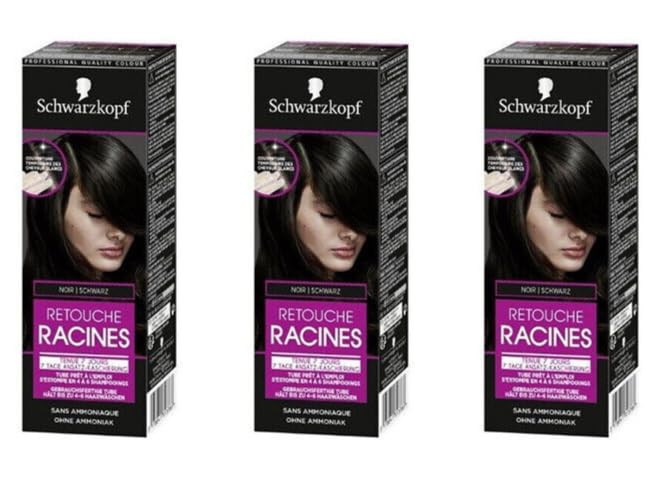 3 x Schwarzkopf 7 días Retouche Ansatz-Käschierung Schwarz Haarfarbe für schnelle und einfache Ansatzbehandlung 60ml (3er Pack)