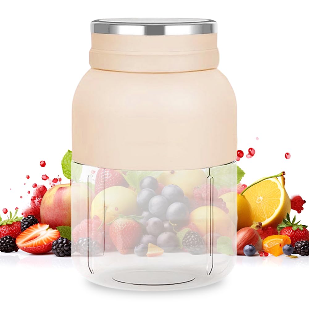 Frullatore portatile da 1200 ml – Smoothie Maker to Go con 38 lame in acciaio inox, ricaricabile USB-C, Blender Bottle, mixer a prova di perdite, per fitness, viaggi, ufficio e campeggio (bianco rotto