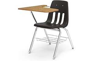 VIRCO 3000 Steel Book Rack Classroom Desk - Medium Oak Top and...