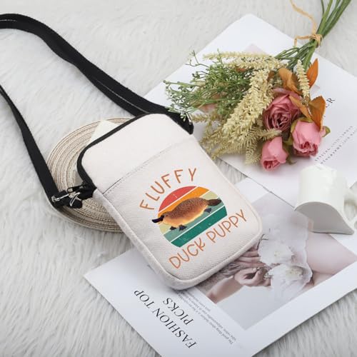 PWHAOO Platypus Lover Gift Fluffy Duck Puppy Crossbody Bag Platypus Fan Travel Bag Duck-illed Platypus Merch3