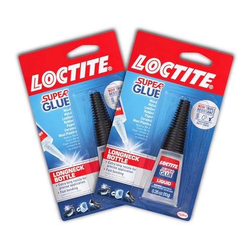 Loctite Super Glue Liquid Longneck Bottle, Clear, 0.35 fl oz Bottle, 2 Pack - Superglue for Plastic,...