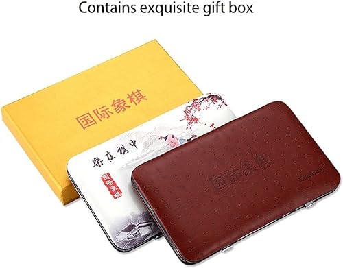 Miniatura 5 de Juego de tablero de ajedrez portátil magnético fino y plegable de cuero de aleación, cartera de acero de aleación, juegos de mesa de ajedrez para