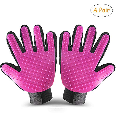 B.b Pet Grooming Glove Comfortable Efficient Pet Hair Remover Mitt Perfect for Cats & Dogs with Long or Short Fur Breathable Washing Deshedding Massage (The Right Hand, Pink)