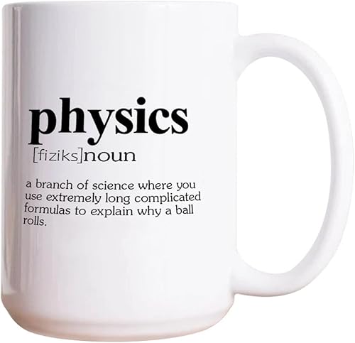 Yelolyio Taza de café de física, regalos de Navidad, taza de café de definición de física, regalo divertido para física, tazas de cerámica novedosas