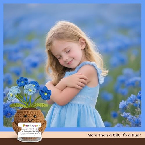 IrisCargo Pocket-Hug Glücksbringer Geschenk, Gestrickte Blumenpuppe, Dankeschön Geschenke,Emotional Support-Talisman, Positive Kartoffel Glücksbringer für Freunde, Kollegen und Familie