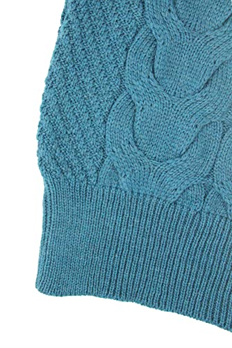 Image of Aran Crafts Irish Cable Knitted Chunky Sweater, 100% Super Soft Wool, Authentic & Traditional, Classic Fisherman Sweater-Style Knit, Made in Ireland, R5108-LG-TEAL