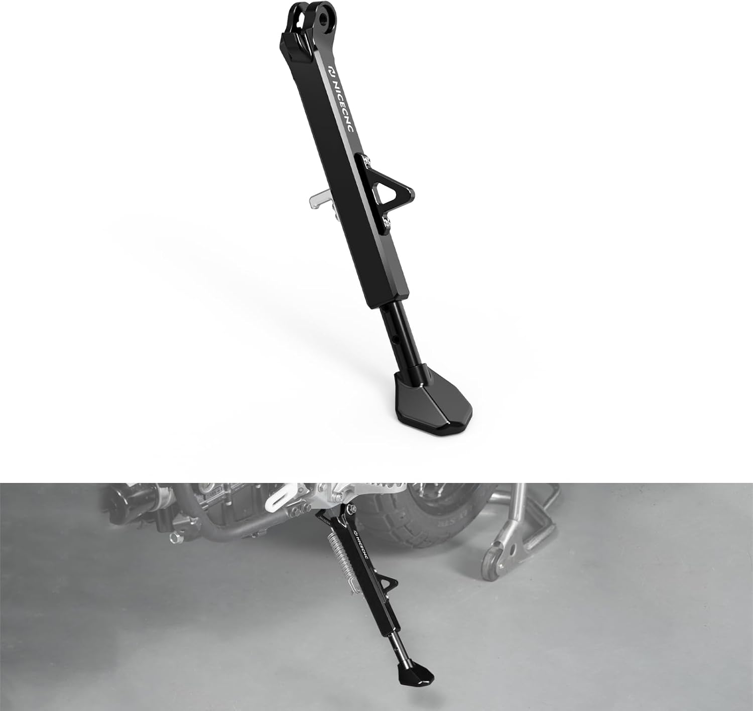 NICECNC Motorcycle Lateral Support Side Support Bracket Kickstand Compatible with Yamaha Tenere 700 /XTZ700 2019-2024, Tenere 700 Rally Edition 2020-2024, Aluminum, Adjustable, CNC-machined, Blue