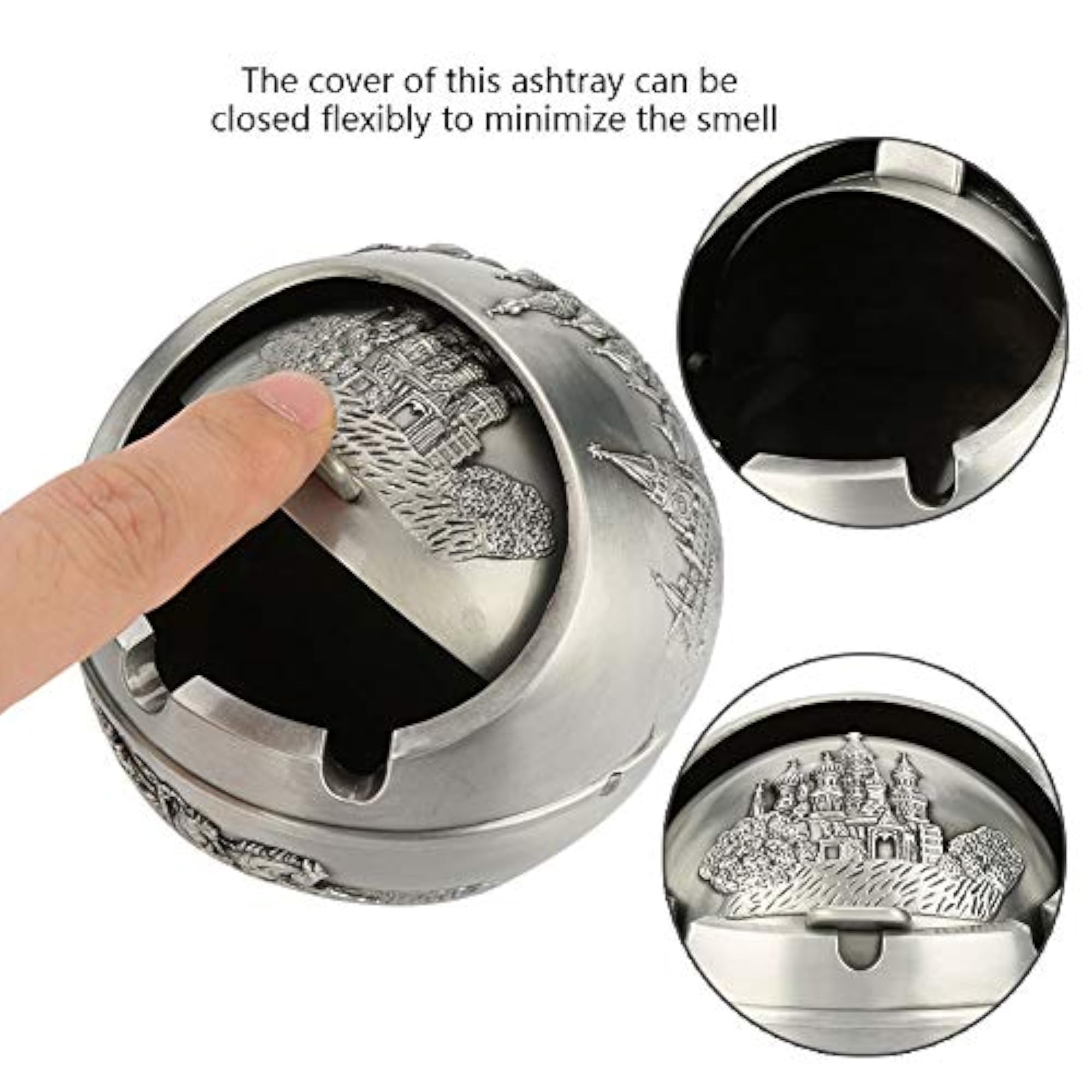 Round Portable Ashtray with Metal Material