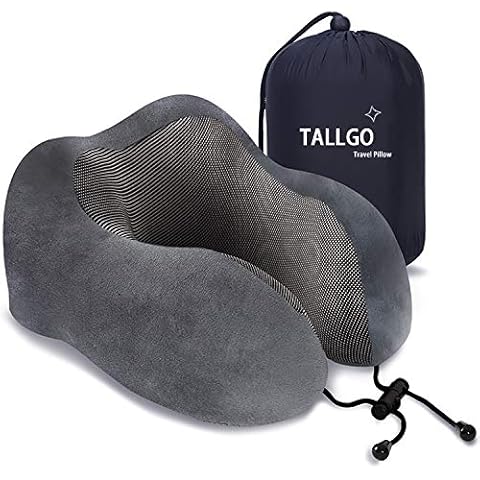 Reisekissen, tolles Nackenkissen aus Memory-Schaumstoff, Kopfstütze, weiches Kissen zum Schlafen, Flugzeug, Auto und Zuhause (grau) Cover