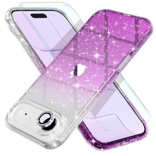 Coque iPhone 17 Air transparente paillettes avec film écran verre trempé et protège objectif