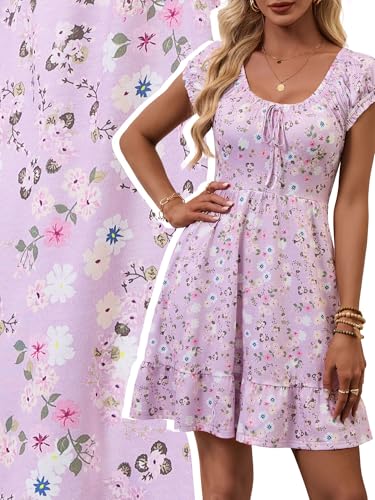 Image of HUHOT Teen Petite Women Floral Short Summer Mini Dresses with Pockets Cute Milkmaid Sundress 2026
