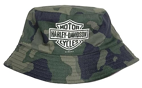 Harley-Davidson Little Girls' H-D Logo Reversible Bucket Hat - Lavender/Camo2
