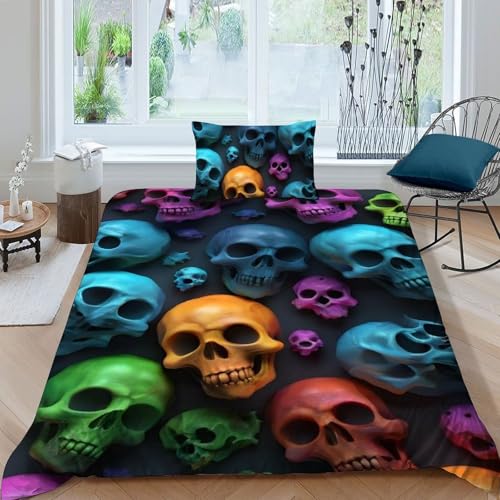 Housse de couette microfibre imprimé 3D plantes vertes fermeture éclair lit simple 135x200cm - 3