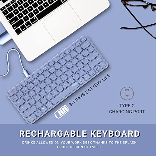 Image of RAPOO E9050 C-Type Rechargeable Bluetooth Wireless Multi-Device (4 Devices) Keyboard for Windows /iOS /Android,Tablet /Smartphone - 3 Years Warranty Purple
