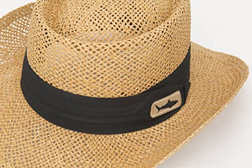 Jacobson Hat & Co. Straw Golfer Hat With Shark On Band #TOP3