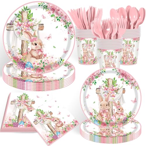 Easter Religious Paper Plates and Napkins Set 112 Pcs Disposable