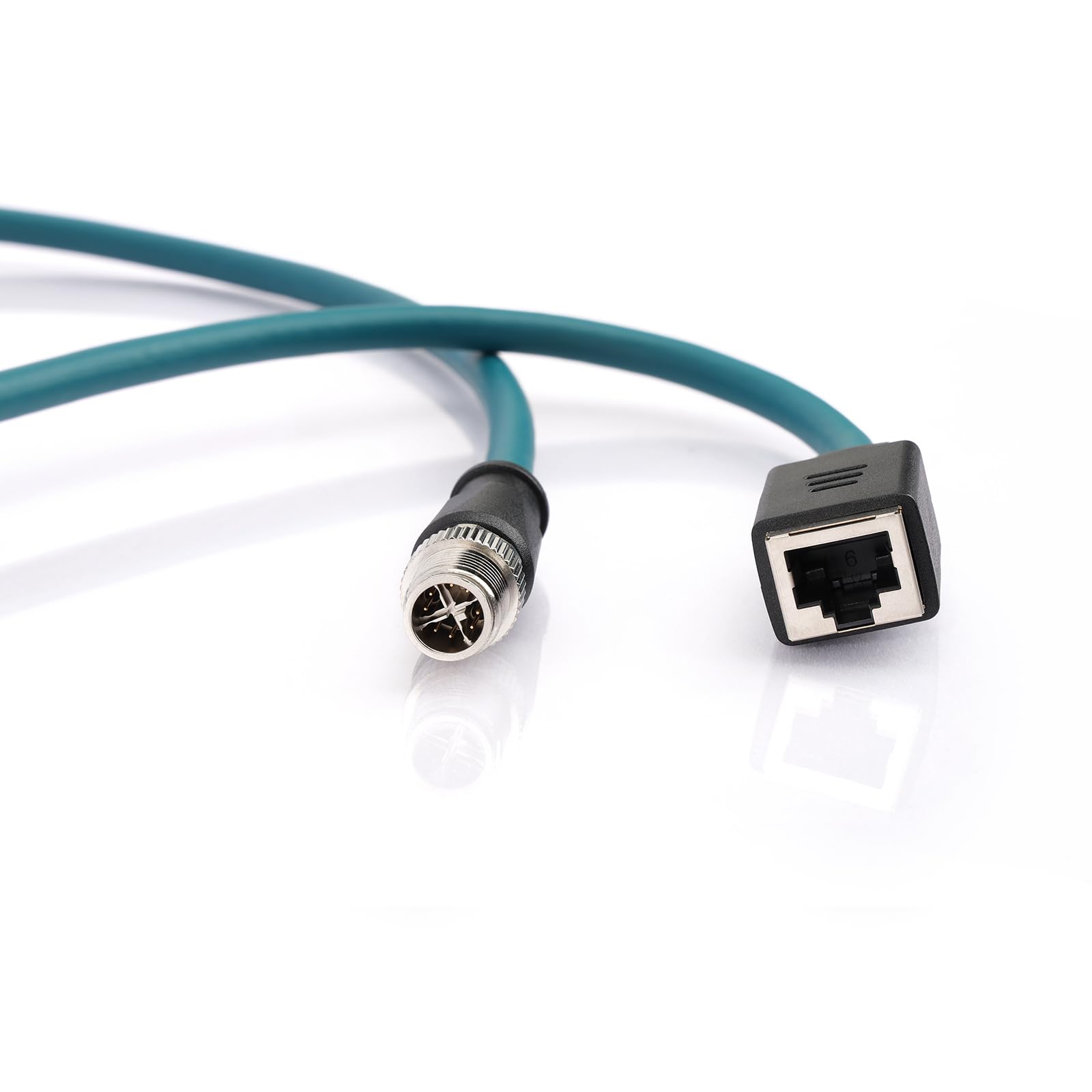 Câble blindé M12 X-Code 8 broches vers RJ45 Cat-7e Ethernet mâle femelle pour caméra industrielle Profinet Network Cognex (8 broches X-Code mâle vers RJ45 femelle, vert foncé, 50 m)