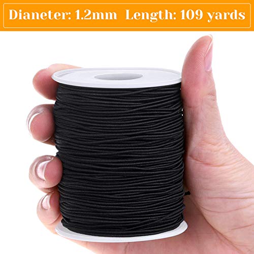 Image of Elastic String for Bracelets, Selizo Elastic Cord for Jewelry, Stretchy String for Necklace Making, Beading and Sewing (1.2 MM, 109 Yards, Black)