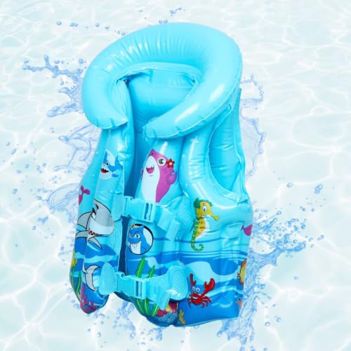Image of Swimming Inflatable PVC Safety Life Jacket for Boys & Girls| Beginner Learning Adjustable Swim Safety Vest for Kids|Children Water Floatation Trainer for Poll, Beach, Boating