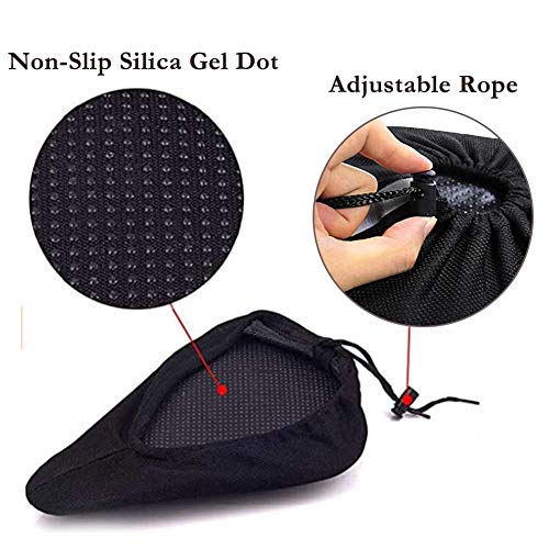 Karetto Bike Gel & Foam Seat Cover Excercise Bicycle Saddle Cover with Drawstring, Rain and Dust Resistant,Reflective Band Bandanas ,Soft Cover for Mountain, Road and Cruiser Bikes…