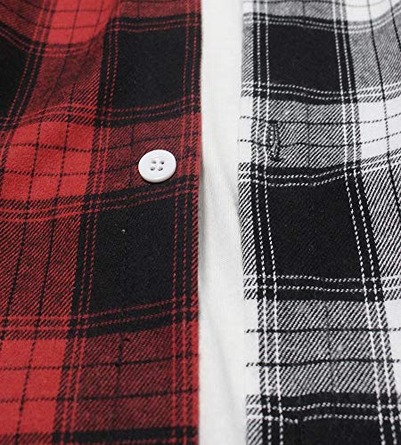 LifeHe Men Women Hooded Plaid Shirts Colour Block Long Sleeve Button Down Jackets Oversized4