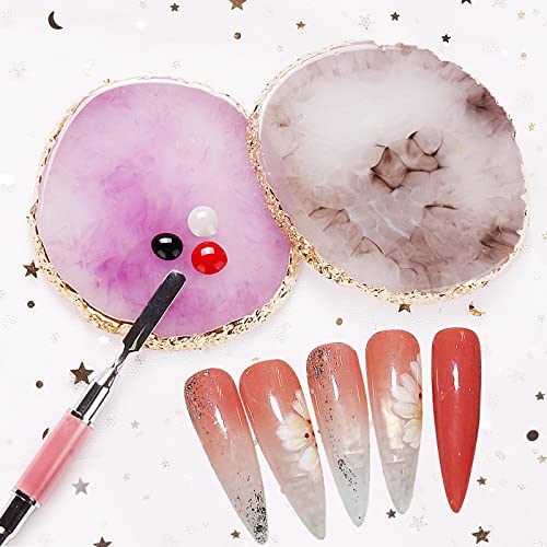 21 Pieces Nail Art Tool Kit, 1 Piece Resin Nail Art Palette,15 Pieces Nail Art Brushes, 5 Pieces Nail Art Dotting Pens, Nail Home Salon Nail Painting Tools 2