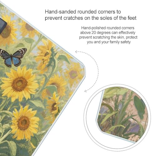 Báscula digital de baño con diseño girasoles 400lb miniatura 4
