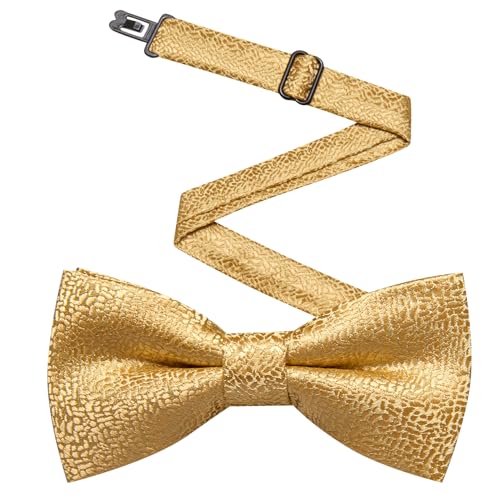 Image of Hi-Tie Bow Ties for Men Pre-Tied Pocket Square with Cufflinks Mens Bowtie Sets for Wedding Formal Party