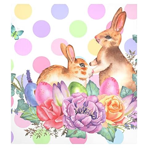 Naanle Easter Dishwasher Magnet Cover Polka Dots Rabbit Front Dishwasher Cover Magnetic Home Cabinet Decals Appliances Stickers Refrigerator Decorative 23" x 26" Cover