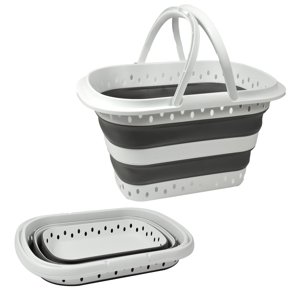 Cesto Bucato Pieghevole 58 Litri - Salvaspazio, Multiuso, Per Casa E Campeggio, Grigio - Foto 6