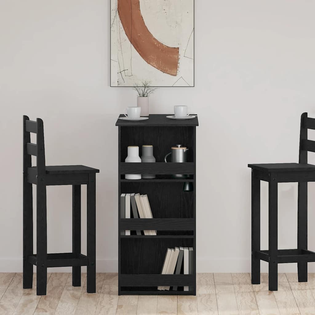 Bartisch Mit Regal Schwarz Eichenoptik 102x50x103,5 cm | 3 Ablagen, Holzwerkstoff, Pflegeleicht, Feuchtes Tuch Reinigung, Wandhalterung