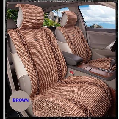 Amazon 品質アイスシルクユニバーサル5席手作り秋の車のシートクッション シートカバー カーシートは6pcs セット車セットの装飾をサポートしています Brown シートカバー 車 バイク